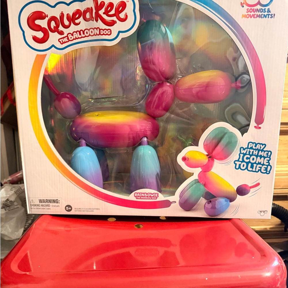 Squeakee Interactive Balloon Dog Toy - Rainbow Colors